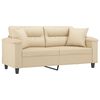 vidaXL Dvivietė sofa su pagalvėmis, kreminė, 140cm, audinys