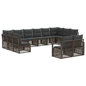 vidaXL Sodo Sofų Rinkinys 12 pcs Pilka poliratanas
