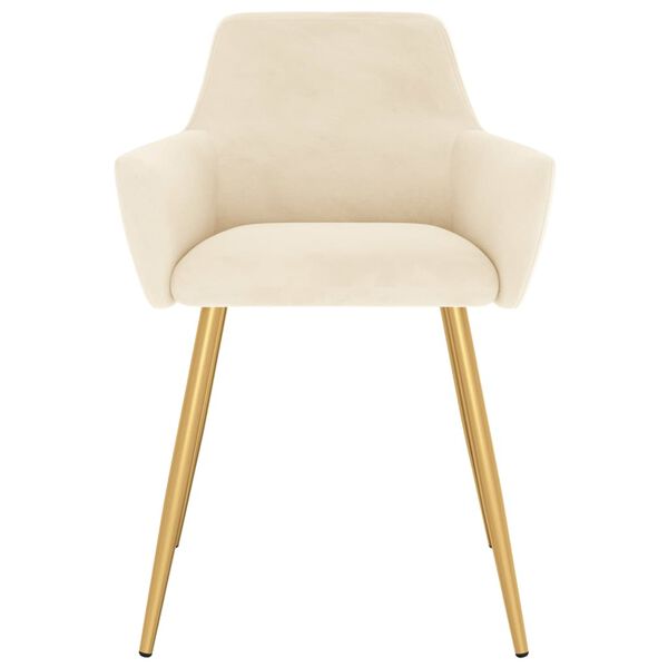 vidaXL Valgomojo kėdės, 2vnt., kreminės spalvos, aksomas