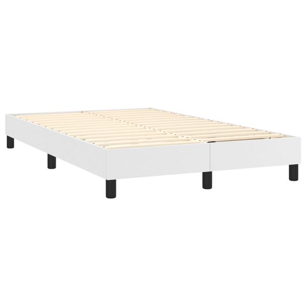 vidaXL Lova su spyruoklėmis ir čiužiniu, balta,120x200cm, dirbtinė oda