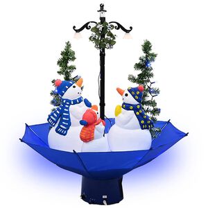vidaXL Eglutė su sniego funkcija ir skėčio pagrindu, mėlyna, 75cm, PVC