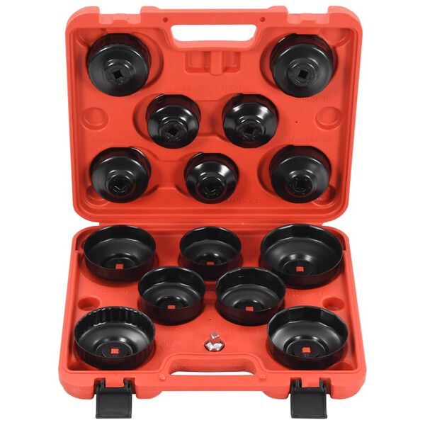 vidaXL Puodelio tipo alyvos filtro nuėmimo įrankių rinkinys, 15 dalių