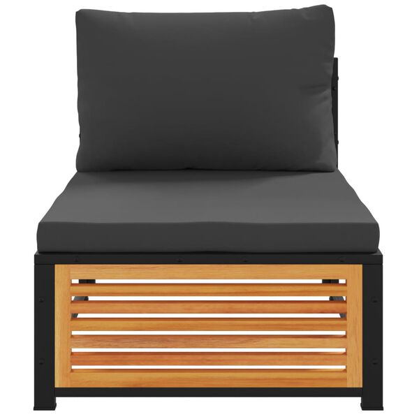vidaXL Sodo sofos dalis su pagalvėlėmis, akacijos masyvas, be porankių