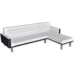 vidaXL Sofa-lova, L formos, dirbtinė oda, balta