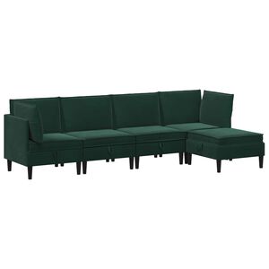 vidaXL Svetainės baldų komplektas 5 pcs Tamsiai žalia Aksomas