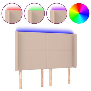 vidaXL Galvūgalis su LED, kapučino spalvos, 147x16x118/128cm