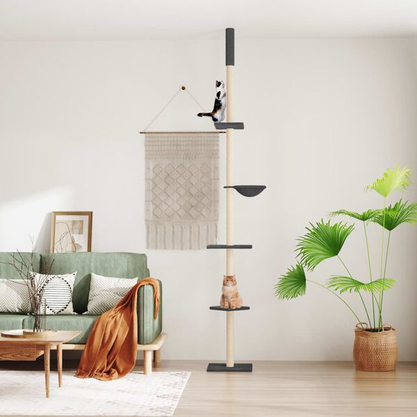 vidaXL Draskyklė katėms iki lubų, tamsiai pilka, 263,5&ndash;289,5cm