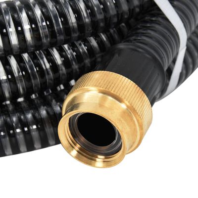 vidaXL Siurbimo žarna su žalvarinėmis jungtimis, juoda, 1,1", 25m, PVC