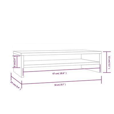 vidaXL Monitoriaus stovas, baltas, 50x24x13cm, pušies medienos masyvas