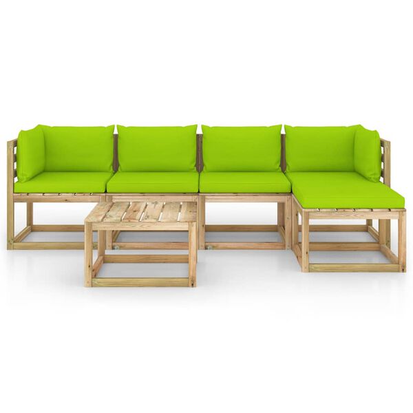 vidaXL Sodo komplektas su pagalvėlėmis, 6 dalių, impregnuota pu&scaron;is