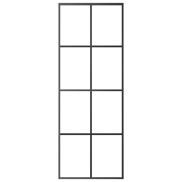 vidaXL Stumdomos durys, juodos, 76x205cm, aliuminis ir ESG stiklas