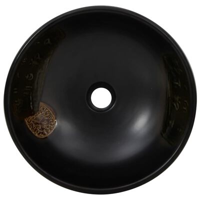 vidaXL Praustuvas ant stalviršio, juodas, 41x14cm, keramika, apskritas