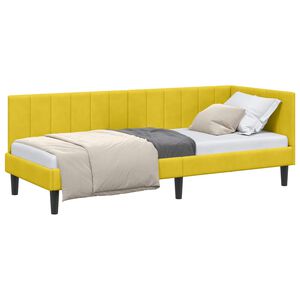 vidaXL Kampinė lovos konstrukcija Geltona 80 cm x 200 cm Aksomas