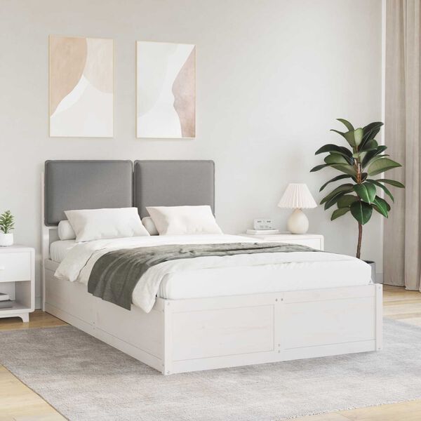 vidaXL Lovo rėmas su apmu&scaron;tu galvūgaliu &Scaron;viesiai pilka 120 x 200 cm