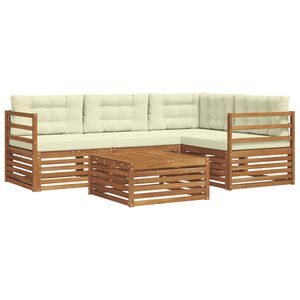 vidaXL Lauko sofos komplektas su pagalve 5 pcs Natūralus ir grietinėlė