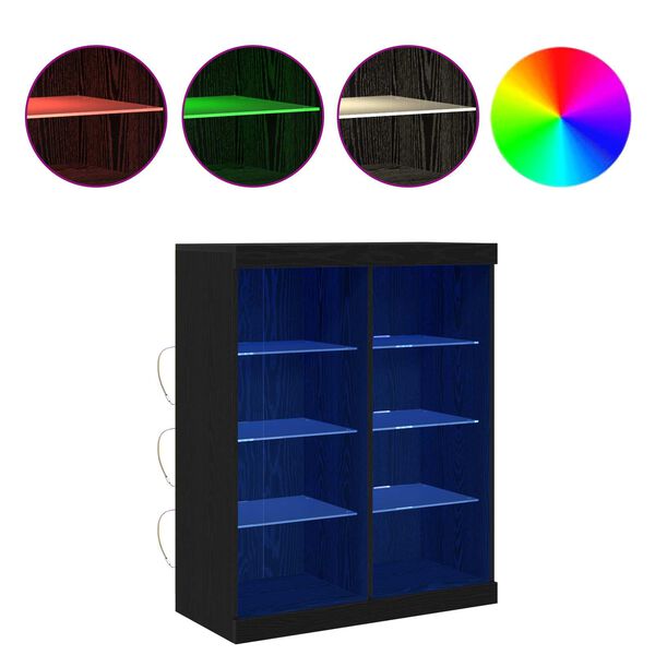 vidaXL LED Bufetas Juodas ąžuolas 41 x 37 x 100 cm Apdirbta mediena