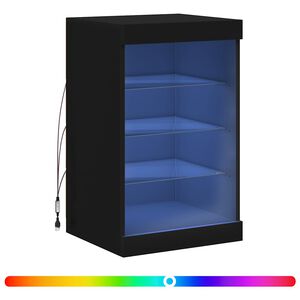 vidaXL &Scaron;oninė spintelė su LED lemputėmis, juodos spalvos, 41x37x67cm