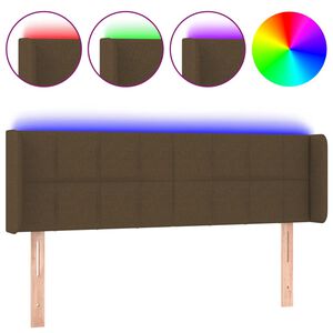 vidaXL Galvūgalis su LED, tamsiai rudos spalvos, 147x16x78/88cm