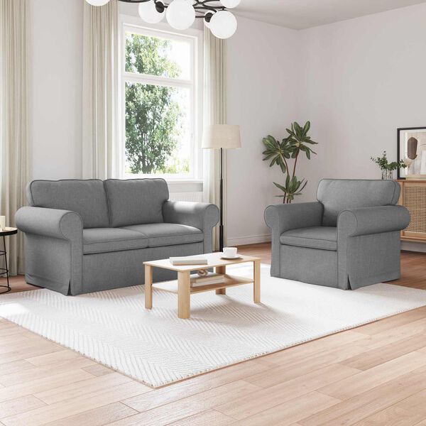 vidaXL Sofa 2 pcs &Scaron;viesiai pilka 155 x 82 x 80 cm audinys