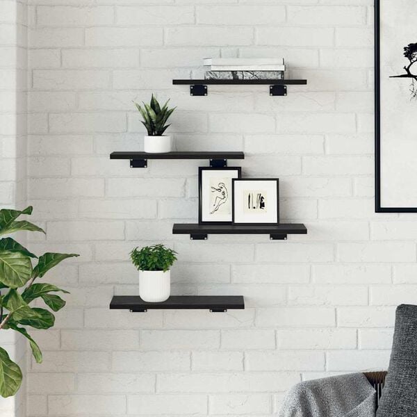 vidaXL Knygų lentyna 4 pcs Juodas 40 x 20 x 1,5 cm Apdirbta mediena