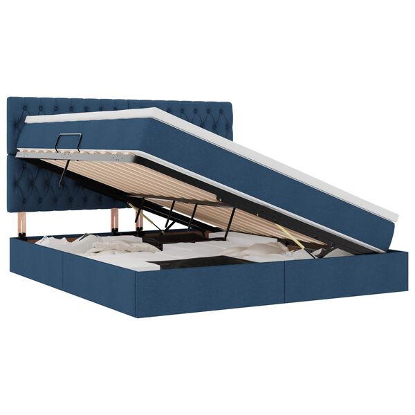 vidaXL Lova su daiktų laikymo vieta ir čiužiniu Mėlyna 160 x 200 cm