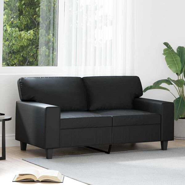 vidaXL Dvivietė sofa, juodos spalvos, 120cm, dirbtinė oda