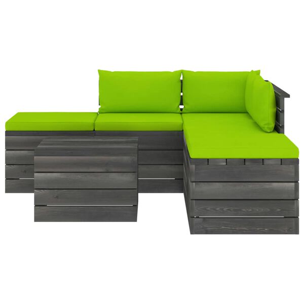 vidaXL Sodo komplektas i&scaron; palečių su pagalvėlėmis, 6 dalių, pu&scaron;is