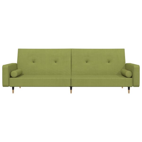 vidaXL Dvivietė sofa-lova su dvejomis pagalvėmis, žalia, aksomas