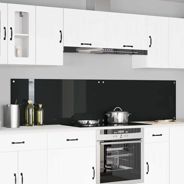 vidaXL Virtuvės užpakalinė plokštė 2 pcs Juoda 110 x 50 cm