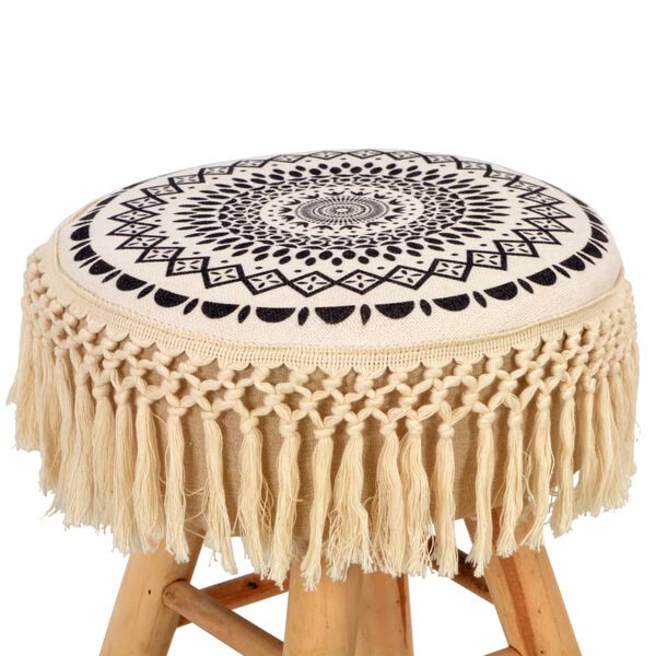 vidaXL Taburetė, baltos ir juodos spalvos, audinys