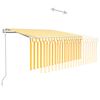 vidaXL Markizė su uždanga/LED/vėjo jutikliu, geltona/balta, 3x2,5m
