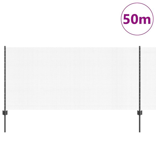 vidaXL Tvora su stulpais Pilka 1 x 50 m Plienas ir PVC