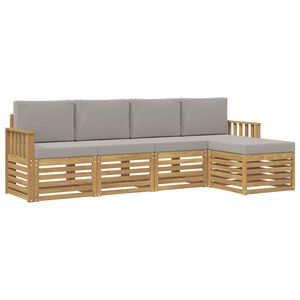 vidaXL Lauko sofos komplektas 5 pcs Balta ir &scaron;viesiai pilka