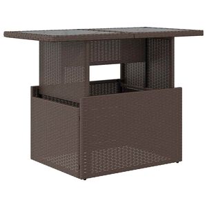 vidaXL Stalas su stikliniu stalvir&scaron;iu, rudas, 100x55x73cm, poliratanas