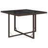 vidaXL Sodo stalas, rudas, 109x107x74cm, poliratanas ir stiklas