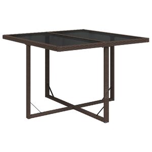vidaXL Sodo stalas, rudas, 109x107x74cm, poliratanas ir stiklas