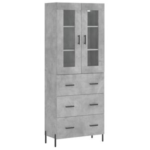 vidaXL Komoda, betono pilkos spalvos, 69,5x34x180cm, apdirbta mediena