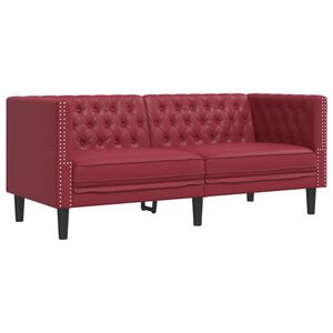 vidaXL Dvivietė chesterfield sofa, raudonojo vyno sp., dirbtinė oda