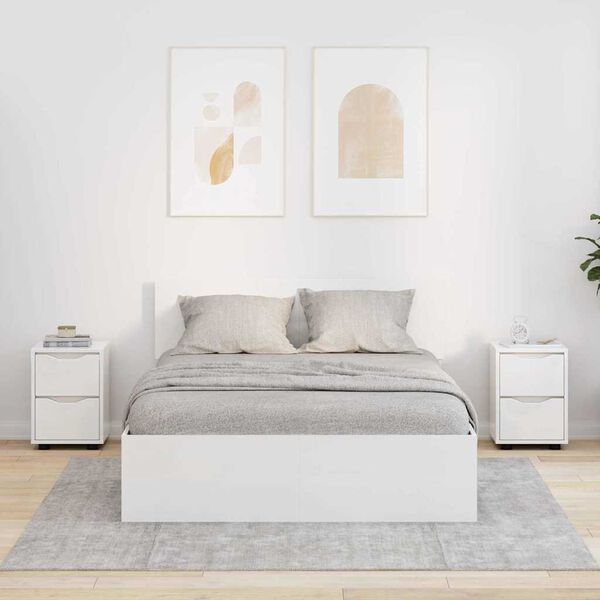 vidaXL Naktiniai staliukai su stalčių 2 pcs Auk&scaron;tai blizganti balta