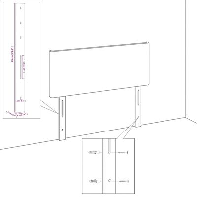 vidaXL Galvūgalis su auselėmis, pilkas, 203x16x118/128 cm, aksomas