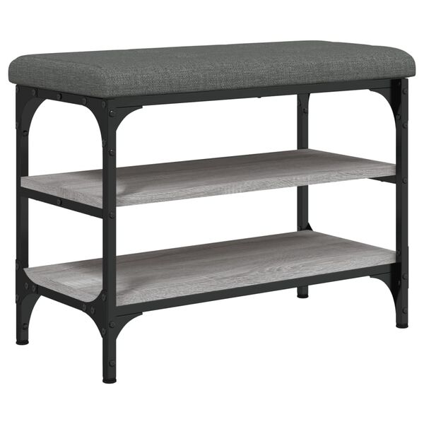 vidaXL Batų suoliukas, pilkas ąžuolo, 62x32x47cm, apdirbta mediena