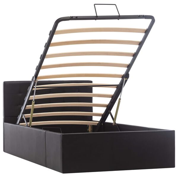 vidaXL Lovos rėmas su daiktadėže, juodas, 100x200cm, dirbtinė oda