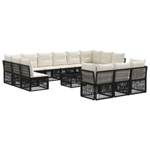 vidaXL Sodo Sofų Rinkinys 14 pcs Juoda poliratanas