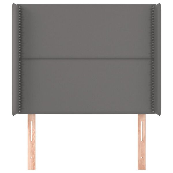 vidaXL Galvūgalis su auselėmis, pilkos, 103x16x118/128cm, dirbtinė oda