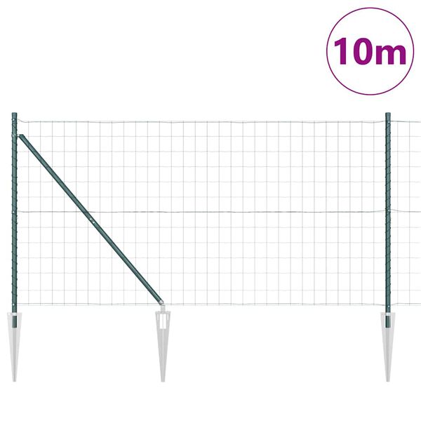 vidaXL Tvora su stulpais Žalia 1,4 x 10 m Plienas ir PVC
