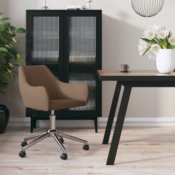 vidaXL Pasukama valgomojo kėdė, rudos spalvos, audinys