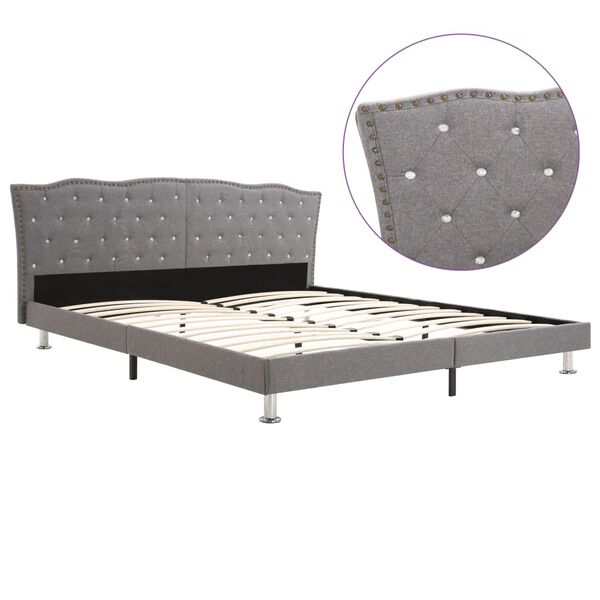 vidaXL Lovos rėmas, &scaron;viesiai pilkas, 180x200 cm, audinys