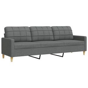 vidaXL Trivietė sofa, tamsiai pilkos spalvos, 210cm, audinys