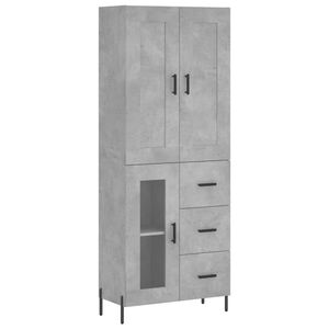 vidaXL Komoda, betono pilkos spalvos, 69,5x34x180cm, apdirbta mediena