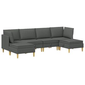 vidaXL Modulinė sofa su laikymo vieta 6 pcs Tamsiai pilka Audinys